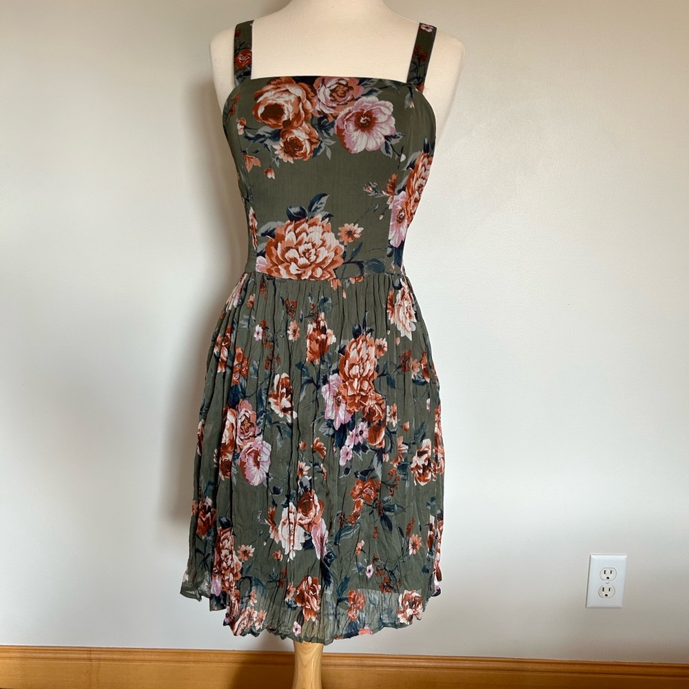 Olive floral dress